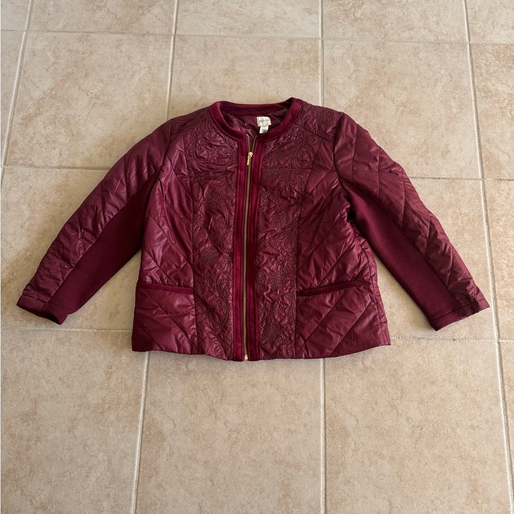 Elegant Maroon Quilted Women's Jacket